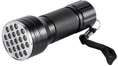 MOUMOUTEN Lampe De Poche UV 21 LED, Lampe Torche En Aluminium, Détection De Rétroéclairage Violet, Détecteur De Lumière Noire, Ultraviolet, Portable, Petit étanche, Accessoires De Camping En Plein Air