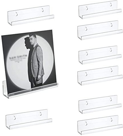 CD Halter 2/6/8/10 Stück Acryl-Schallplattenregal, transparenter Wand-Alben-Schallplattenhalter, schwimmendes Acryl-Wandregal for Vinyl-Alben-Display-Aufbewahrungsregal DVD Halter ( Color : 8 Pieces )