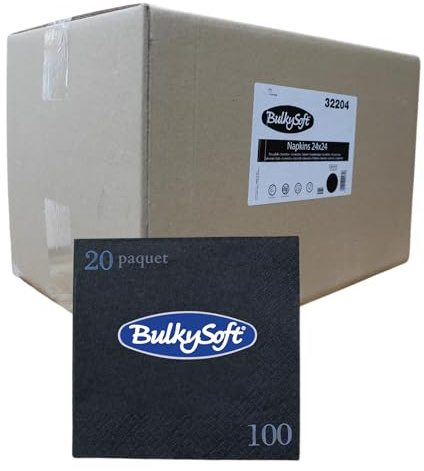 Lot de 2000 Serviette papier cocktail noir 24 x 24, Serviettes papier jetables 2 plis très Solides et Douces, Serviettes pour Bar, Serviette noir jetable