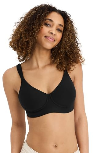 Jockey Women's Bra Cooling Cotton Blend Wirefree Full Coverage Molded Cup Bra, Black, 34DD