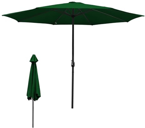 Eulenke Parasol de jardin en polyester - Diamètre : 350 cm - Protection UV - Imperméable et résistant aux taches - Grand parasol de marché pour jardin, balcon et terrasse - Sans support - Vert