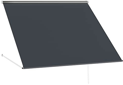 Outsunny Tenda da Sole a Bracci con Apertura Manuale, Tenda Parasole Inclinabile con Protezione UV30+, 150x120 cm, Grigio Scuro