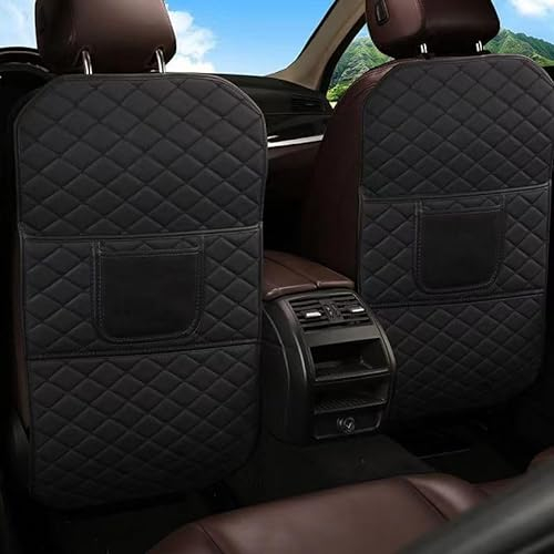 ZHOUFUDA 2 Stück Auto Rücksitz Anti Kick Pad für Mini Clubman(4door) 2016-2023, Autositz Rückenlehnenschutz Trittmatte mit Organizer Taschen Wasserdicht Kratzfest Innere Zubehör,A/Black