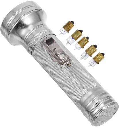 Gadpiparty Old-Fashioned Metal Flashlight Vintage 80’s Style Handheld Torch with 2 Aa Bulbs Red Light for Camping Emergency Outdoor Exploration