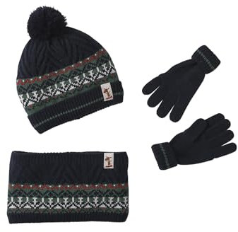 Vertbaudet Jungen Geschenkset: Mütze, Rundschal & Handschuhe tannengrün 104/116