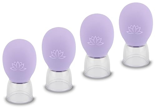 4 Stück Silikon Schröpfgläser Für Gesichtsmassage, Feuerloses Set | Inklusive Baumwollsäckchen Zur Aufbewahrung, Geeignet Für Entspannende Pflege Von Wangen, Stirn Und Kieferpartie