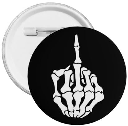 Totenkopf Mittelfinger Button Pins Buttons Anstecker für Frauen Männer Runde Anstecker Brosche Anstecker Button Pins Brosche Anstecker für Männer 1 STK