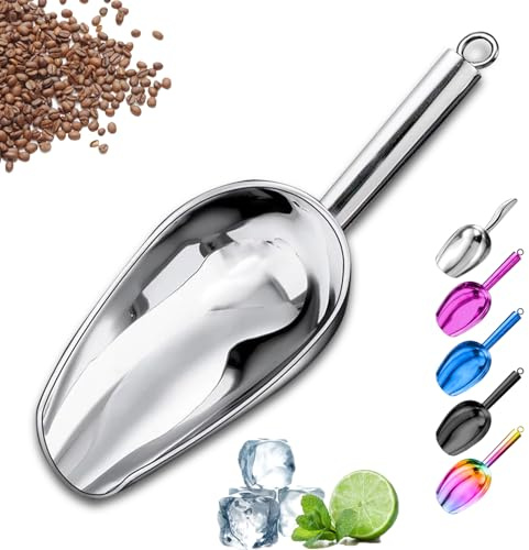 Tiametjw Metal Ice Scoop, Kitchen Ice Scooper, Stainless Steel, 3 OZ, Silver