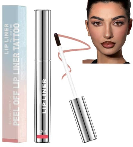 Peel-Off Lip Liner Stain - Rich & Anti-Smudge Formula for Precise Application and Silky Texture with Hyaluronic Acid - Waterproof & Matte - Long-Lasting, Highly Pigmented Lip Color (Rose Pink)