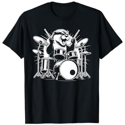 Drumming Otter Drummer Drums Music Rock Band T-Shirt