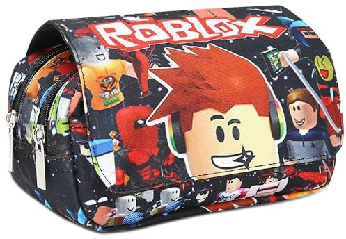 JXBBAAC Robllox Federmäppchen, Robllox Mäppchen Cartoon Reißverschlüssen Federtasche Große Kapazität Mäppchen Stiftetasche Schlamperbox Bleistifttasche Schulmäppchen Organizer für Büro Schule