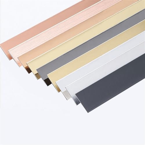Bande de bordure métallique ultra fine en acier inoxydable pour décoration (argent brossé, 20 cm de large)