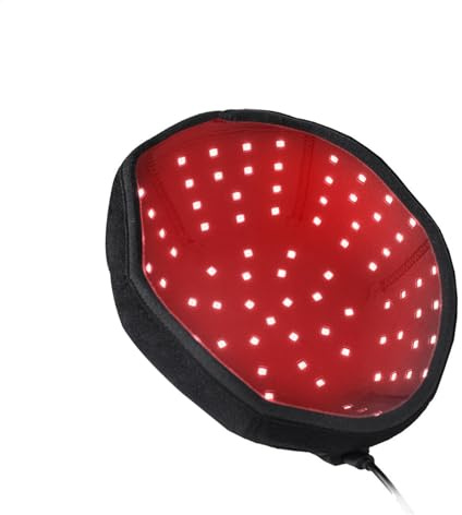 Bonnet de croissance des cheveux avec lumière rouge - Dispositif de prévention de l'alopécie - Stimulation avancée du cuir chevelu - Léger et confortable - Design noir - Pour amincir et perdre
