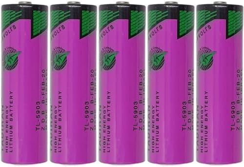 5-Pack 3.6V 2400mAh TL-5903/S iXtra Series AA Lithium Battery for Tadiran TL-5903 TL-5104 SL-360 S7-400 ER14505 TL-2100 6ES7971-0BA00, PLC CNC Machine etc