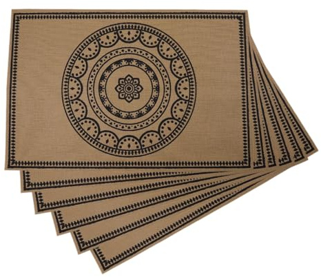 Tovagliette Americane Boho Chic, Set di 6 Tovagliette PVC Rettangolare 45 x 30 cm, Antiscivolo e Resistenti al Calore, Decorazione per Cucina, Ristorante, Casa Colonica, Feste, Banchetti
