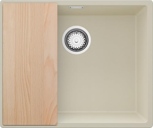 PRIMAGRAN Fregadero bajo Encimera al Mueble 60cm + Kit de desagüe, 56x47cm