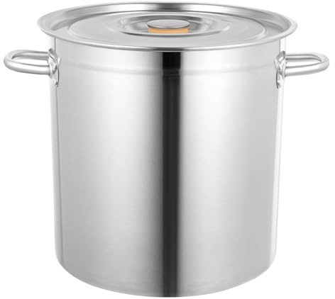 Stock Pot with Lid, 201 Stainless Steel Big Pots for Cooking, 30 Quart Stockpots with Hanging Lid and Handle, Anti-Corrosion, Anti-Rust, Used for Induction Stoves, Gas Stoves, Electric Stoves