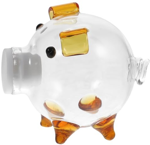 TOBBOMEY Transparent Pig-shaped Glass Money Box for Piggy Bank Ornament Encourages Saving Habits Cute Coin Storage Pot for Boys and Decorative and Functional Saving Jar
