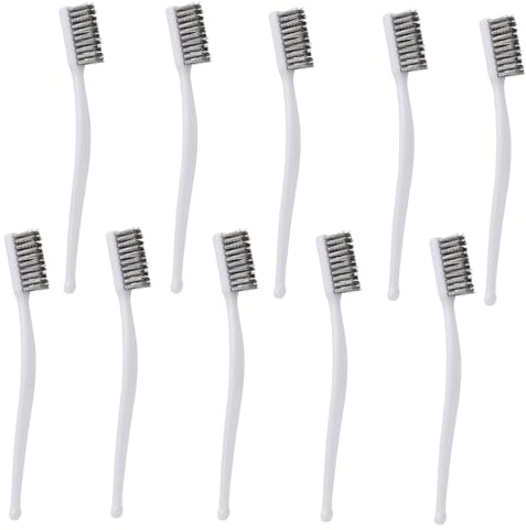 10uds Cepillos de Alambre para Limpieza, 18,3cm de Largo Acero Inoxidable Minicepillos para Soldadura Industrial Cocina Eliminación Óxido Escoria y Tallado Nogal (Blanco)