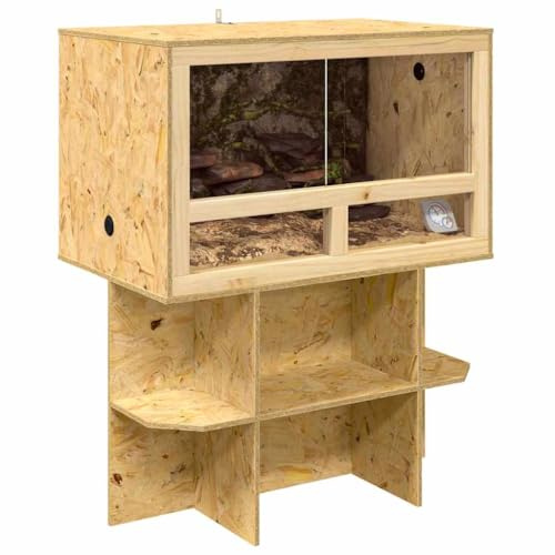 vidaXL Terrarium Brun 80 x 50 x 100 cm OSB, Rustik rektangulär inomhus vivarium, hållbar reptilhabitat, bur för smådjur och reptiler