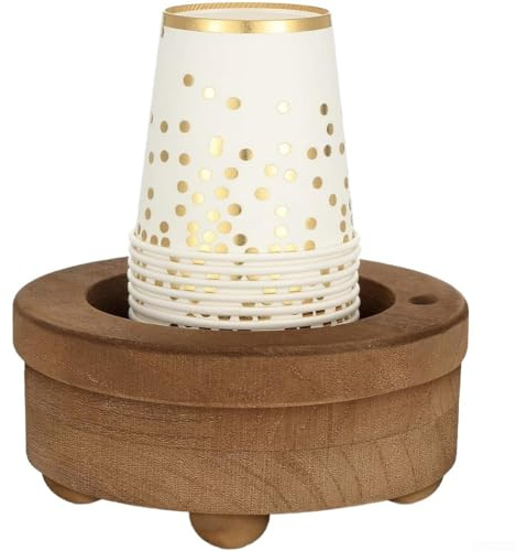 Portavasos de madera, dispensador de tazas marrón con ranura para marcador para fiestas, elegante organizador de escritorio para picnics, duchas y reuniones