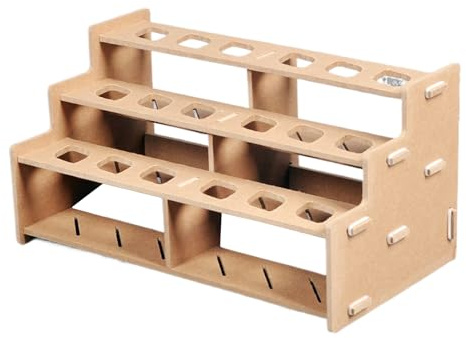 Organizador de tubos de pintura, 3 soportes de madera, almacenamiento de tubos de pinceles de arte con diseño compacto, capacidad para 18 botellas, organizador de suministros de pintura para