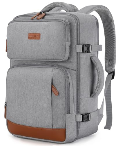 ZOMFELT Ryanair Handgepäck 40x30x20, 24L Reiserucksack Handgepäck Flugzeug | Reisetasche Rucksack für Damen Herren passt zu 15,6 Zoll Laptops, Tasche Travel Backpack mit Wizz Air, Grau