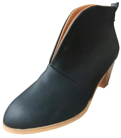 Generisch Zapatos de mujer Botines con tacón de bloque Botas de tobillo modernas para ropa casual diaria combinadas con faldas vaqueros adecuadas para todas las estaciones, Negro , 41 EU