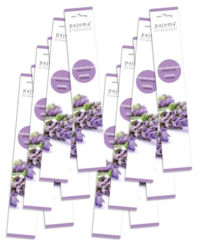 pajoma® Räucherstäbchen Lavendel 12x 10 Stück | Weihrauch-Stäbchen 28 cm - in dekorativer Verpackunga