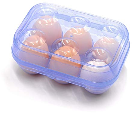 YOHA Boîte de rangement transparente à 6 compartiments pour œufs - Pour réfrigérateur, camping, pique-nique, voyage - Bleu