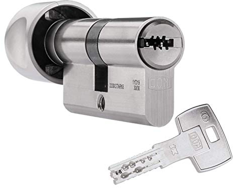 DOM ix Twinstar Knaufzylinder 50/45K | Zylinder mit verstellbarer Schließung | Kopierschutz | erhöhter Bohrschutz | Pickingschutz | Anti-Bumping und Pickingschutz | Sicherungskarte & 3 Schlüssel