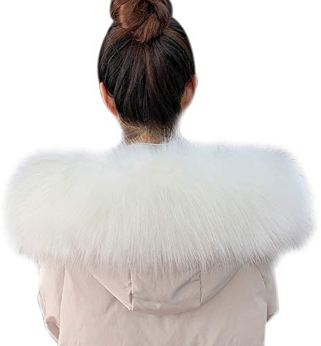 Asudaro Damen Fauxpelzkragen Pelzschal Stolen Pelzkragen Fellkragen Kunstfell Kunstpelz Kragen Fell Schal Hood Kragen Wrap Kunstpelz Kapuze Edges Fellkragen für Wintermantel Jacke Kapuze 65-85cm