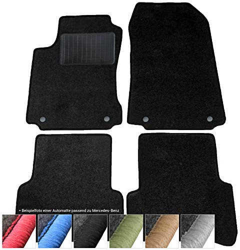 moto-MOLTICO Fußmatten Auto - Velours Autoteppiche | passend für Mercedes-Benz E-Klasse W211 4-Matic (2002-2009) - 4-teiliges Set - Schwarze Automatten mit Schwarzen Ziernähten
