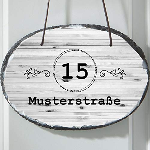 Manutextur Schiefer Türschild - mit Namen - viele Motive - Eingangsschild - Schiefertafel - individuell Bedruckt - personalisiert - persönliches Geschenk