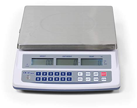 ABDPRO ABD Balance - Balance Compteuse Portée 30 kg/Précision 1 g - Balance Professionnelle Haute Qualité - Grand Plateau 23 x 30 cm - 3 Afficheurs Rétro-éclairés - Autonomie Jusqu'à 80 h
