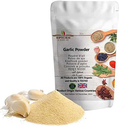 Garlic Powder (Lahasun Lasan) Premium Quality by Spices&herbsuk - Garlic Powder for Cooking, Baking, Soups, Stews, Casseroles, Sauces, and Pairs Well with Vegetables, Meats Rubs, Salads - 250g