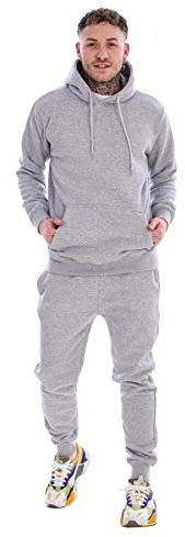 Malay Mens Hooded Plain Tracksuit Fleece Ribbed Cuff Sweatshirts Cotton Blend Joggers
