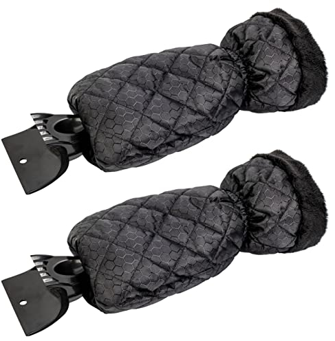 GADLANE Lot de 2 Grattoirs à Glace pour Voiture - Grattoir Pare Brise Voiture Gant pour Vitres, Grattoirs à Neige avec Doublure Imperméable, Enlève la Glace et Garde Les Mains au Chaud - 2 PCS
