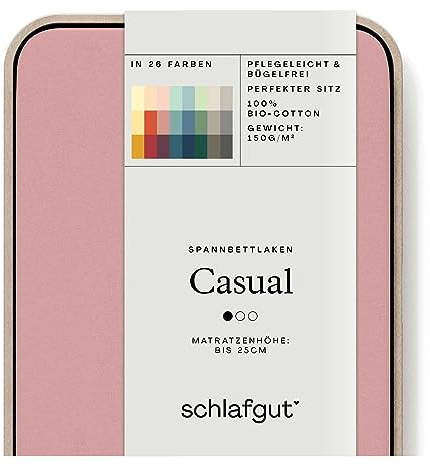 Schlafgut Casual Spannbettlaken 120x200cm bis 130x200cm - 100% Biobaumwolle, Oeko-TEX Zertifiziert, Purple Mid, Matratzenhöhe bis 25cm
