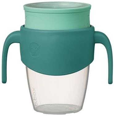 b.box 360 Becher, Trinkbecher und Becher für Kleinkinder mit Silikon-Trinkrand, verschüttendem Verriegelungsmechanismus für unterwegs, spülmaschinenfest, 250 ml