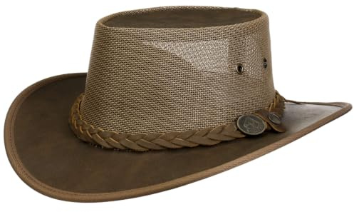 Scippis Brandon Mesh Crown Läderhatt - L (58-59 cm) brun