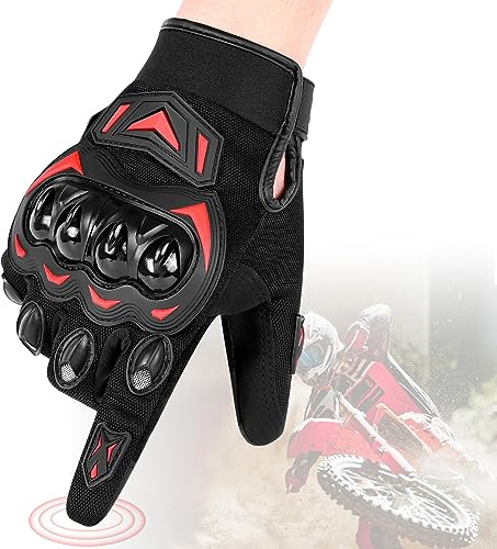 Motorradhandschuhe, Atmungsaktiv Touchscreen Vollfinger Motorradhandschuhe Sommer, Motocross Handschuhe Herren für Fahrrad, Mountainbike, Klettern, Jagd, Roller und Andere Outdoor-Sportarten (Rot, XL)
