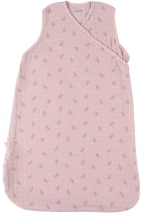 Noukie's – Saco de dormir para bebé de verano – 70 cm – 1 a 6 meses – Ligero, práctico, ajustable, – Mono mixto TOG < 1.0-100% gasa de algodón orgánico – Rosa– Saco de dormir Libélulas