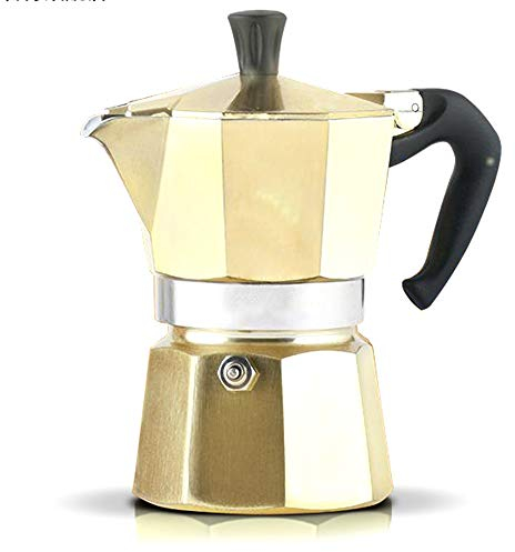 OQHAIR Mocha Pot Home Brewed Maker Pot Mocha Pot Utensilios de café Cafetera Espresso Cafeteras caseras para Estufa (Color: Oro, Tamaño: 6 Tazas) (Oro 6 Tazas)