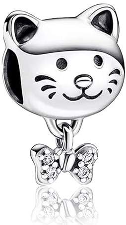Rimgoris Breloque en argent sterling 925 pour femme, bracelets, collier, fête des mères, anniversaire, chat, fermoir en cristal, chaîne de sécurité, coccinelle, chat, jouets en peluche
