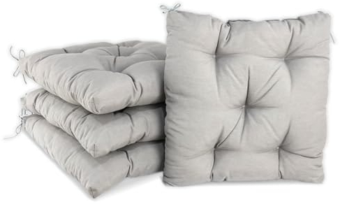 CHELY INTERMARKET Cojines Silla 50x50cm Pack 4 Unidades Relleno Mullido Gris 5 Pespuntes Acolchado Exterior Interior Decorativos Suaves Estables Lavables Terraza Jardín