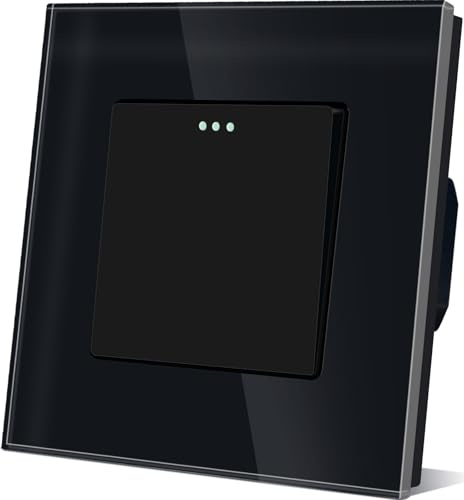 TAWOIA Lichtschalter 1 Fach 2 Weg Unterputz Taste Schalter 86 * 86mm Lichtschalter Glas Schwarz Kippschalter