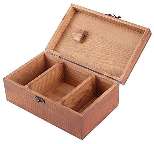 Restokki Nähset, Holz-Nähset-Box-Korb, Multifunktionaler Vintage-Nähkasten aus Holz, Nadelfaden-Aufbewahrungskoffer, DIY-Näh- Und Strickwerkzeug(Empty Box)