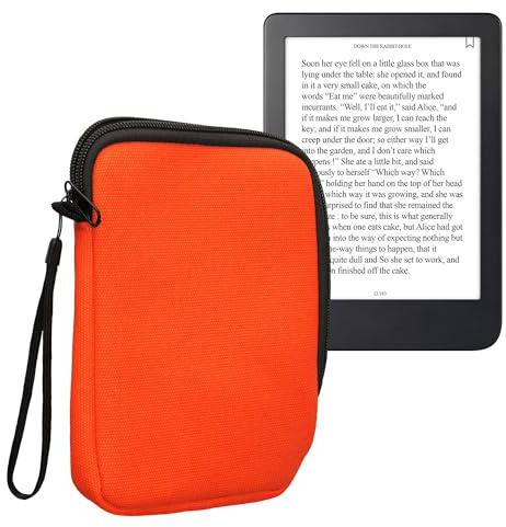 kwmobile Skyddsfodral i kanvas kompatibelt med 6 tum eReader fodral – canvasskydd för e-läsare med dragkedja – orange