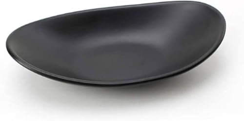 WDCDYQDH Assiettes 1 Paquet d'assiettes Creuses ovales Noires Mates, Assiettes à collation de Cuisine, Assiettes à Dessert aux Fruits, Vaisselle en Porcelaine Imitation, Assiettes à dîner